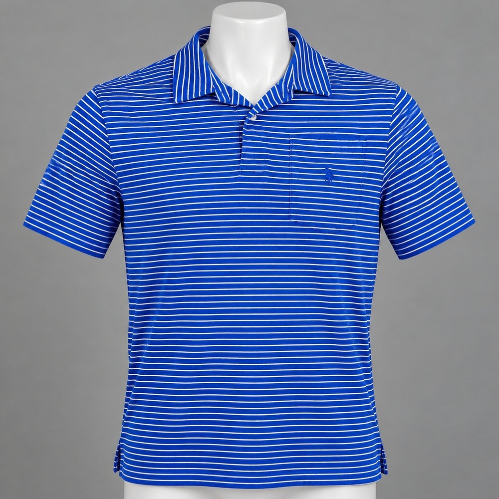 Polo Ralph Lauren Polo Shirt Mens L Blue White Striped Pocket 323651374